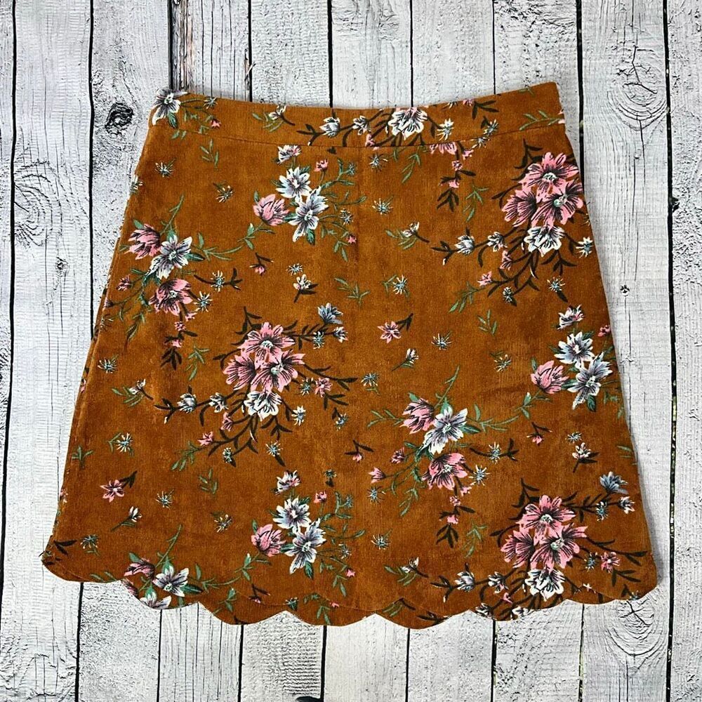 CHANCE Floral Corduroy Mini Skirt